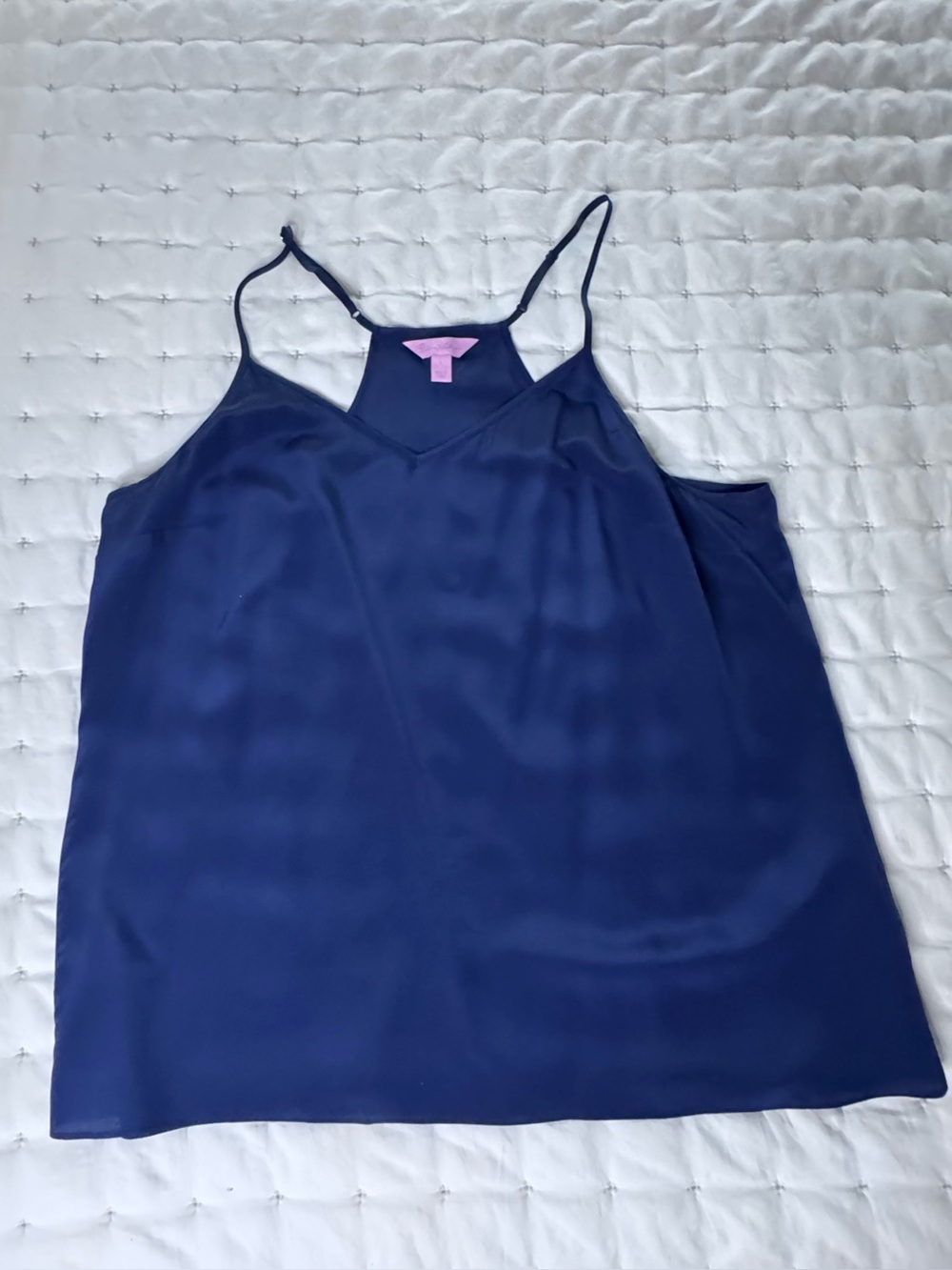 Lilly Pulitzer Navy Blue Dusk Tank 100% Silk Size Large
